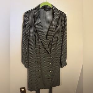 Eloquii Black and Off White Polka Dot Blazer Dress